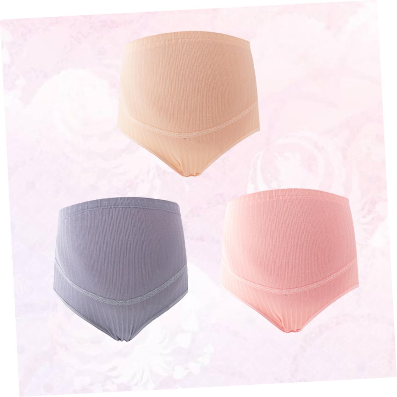 3pcs Cotton High Waist Maternity Underwear Adjustable Stomach Lift Nursing Panties for Pregnant Women Splice Design Random Comfortable and Breathable Assorted Color
