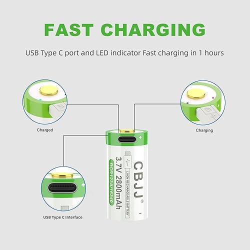 Miniatura 3 de CPZZ 16340 Batería recargable USB Batería de iones de litio 2800mah Baterías USB Micro Puerto (2 unidades)