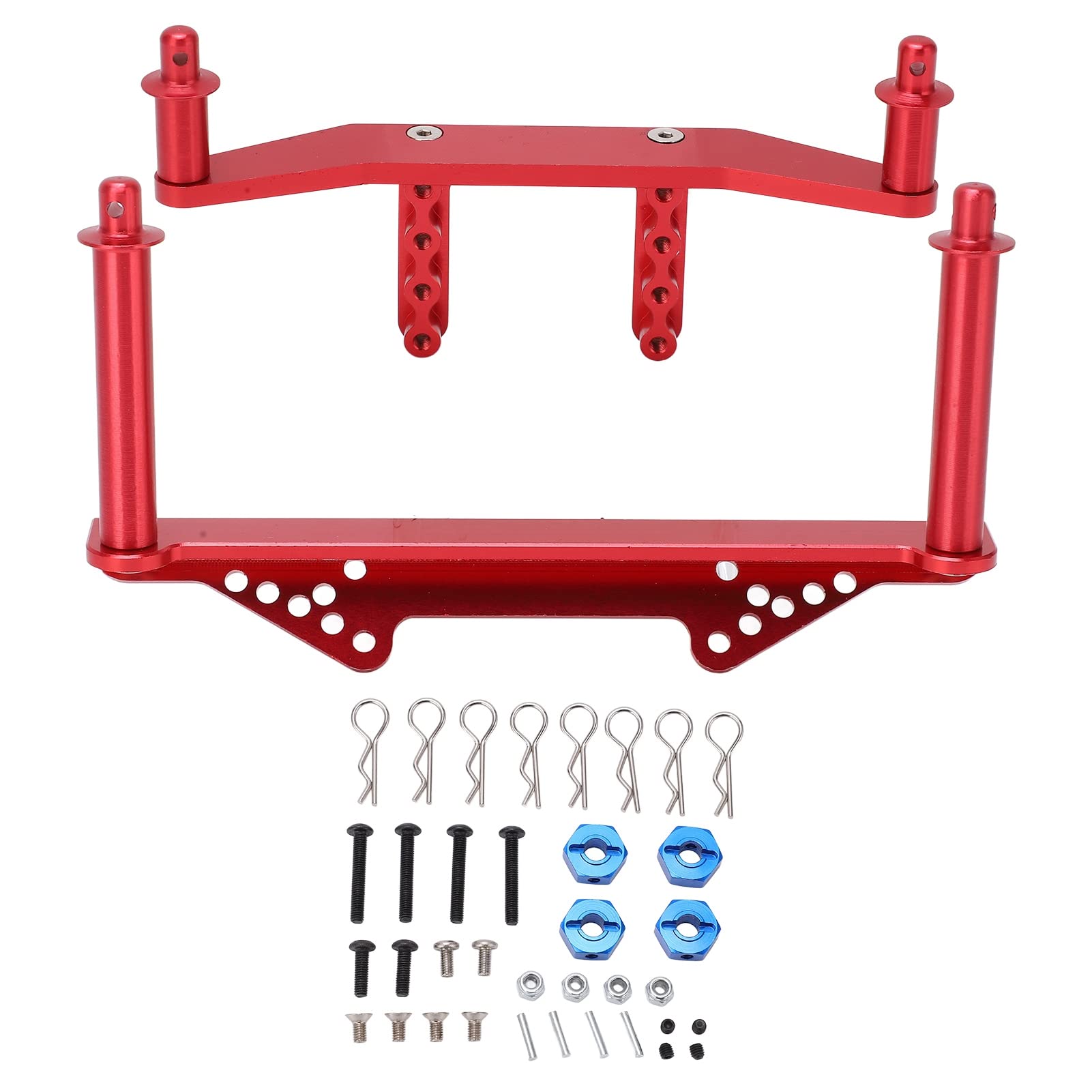 Soportes de carrocería delanteros y traseros de aleación de aluminio con postes de carrocería para coche Traxxas Slash 2WD 1/10 RC (Red)