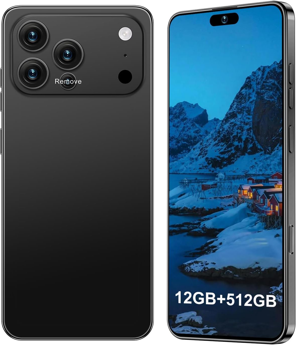 17PROMA X Unlocked Smartphone 6.9″ HD Screen 12+512GB Smartphone with 128G Memory Card New System 7000mAh Long Battery Dual SIM/Fingerprint Lock/GPS/Face ID(Black)