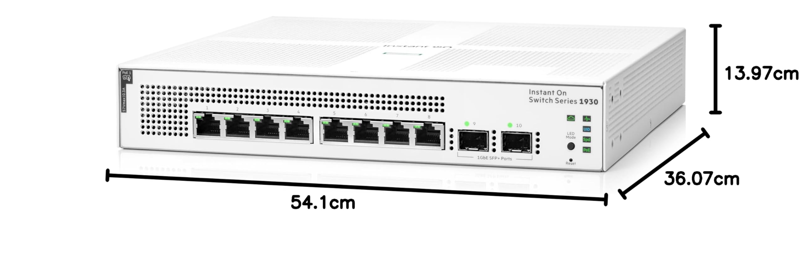 Aruba Instant on 1930 10 Ports PoE GB Ethernet 8 x GE PoE (124 W), 2 x 1 G SFP, L2+ Smart Switch US Cord (JL681A)