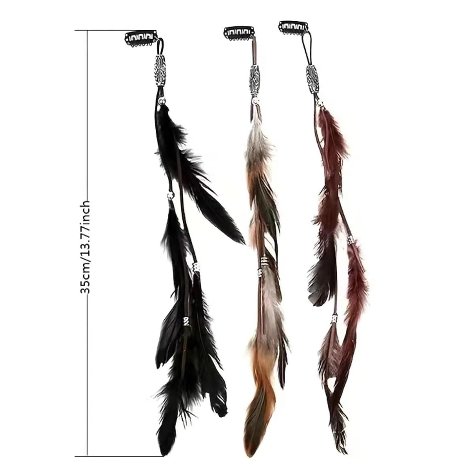 CHICTRY Women Feather Hair Extensions Clip in Hair Boho Hippie Viking Halloween Cosplay Headdress Accessories Yellow One Size