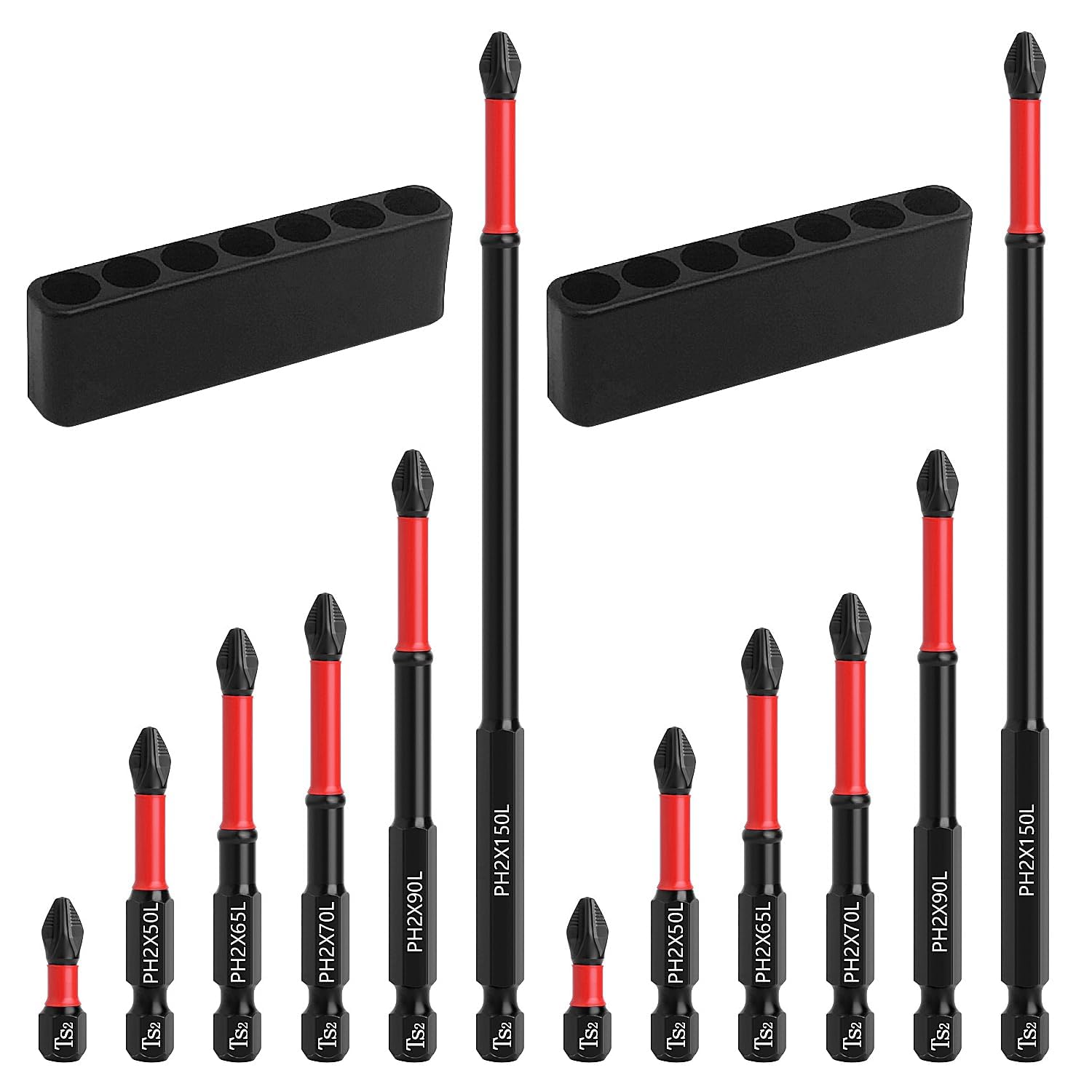 12 Pezzi Set da Inserti per Avvitatore Professionali, 25mm/50mm/65mm/70mm/90mm/150mm Punte Avvitatore Magnetiche, Snodo Avvitatore per Vari Fai da te e Lavorazione del Legno (1)