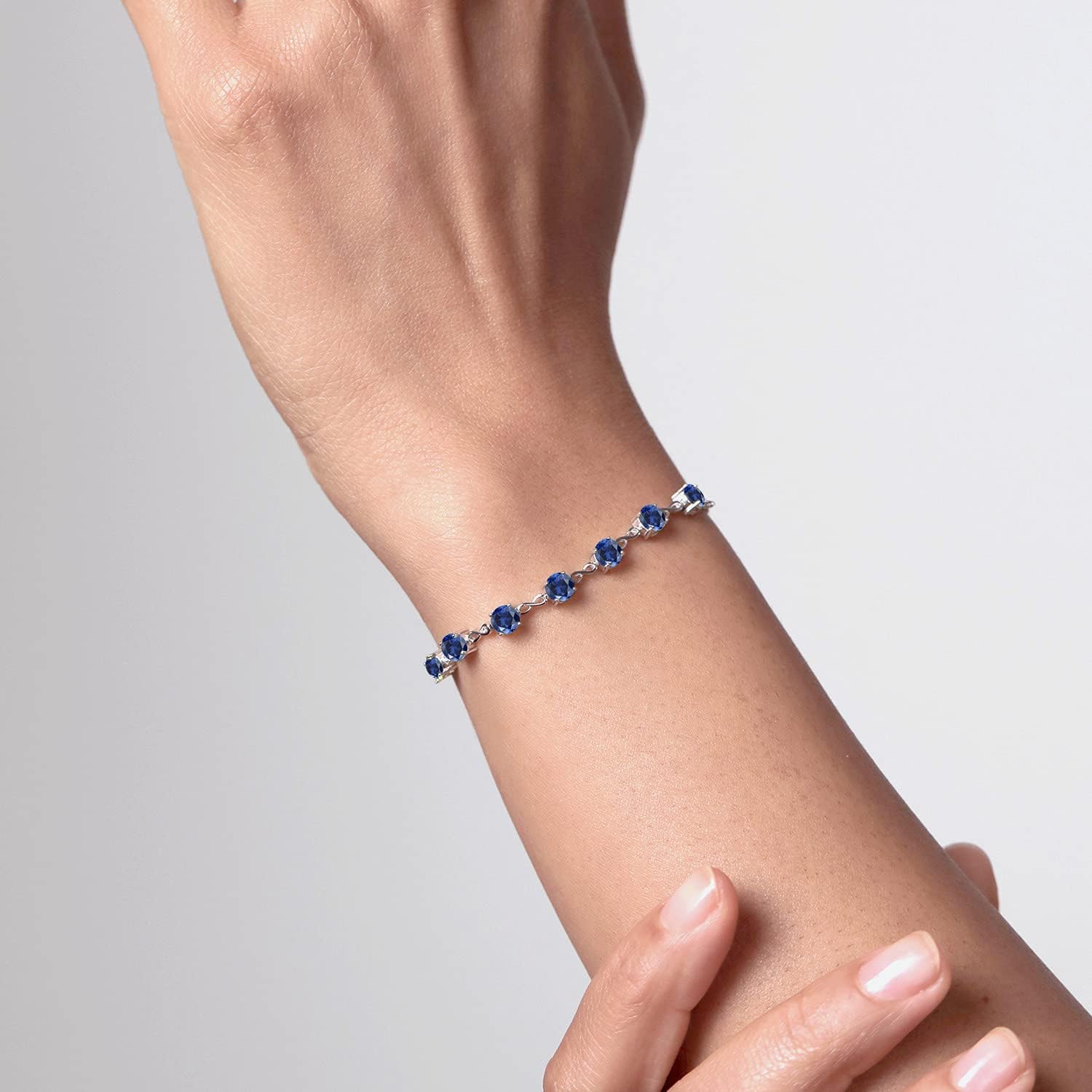 Gem Stone King 7-Stone Tennis Bracelet For Women | 925 Sterling Silver | Gemstone Birthstone | Round Cut 4.5MM | Adjustable Bolo Bracelet For Women | Easy-On Easy-Off