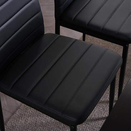 Miniatura 6 de Juego de 4 sillas de comedor y cocina, sillas auxiliares montadas con respaldo alto, sillas de comedor con patas de metal y asiento acolchado para