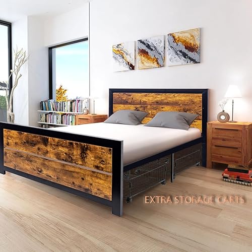 Miniatura 4 de Marco de cama individual, marco de cama individual, marco de cama individual, no necesita somier, marco de cama individual con cabecera y estribo,