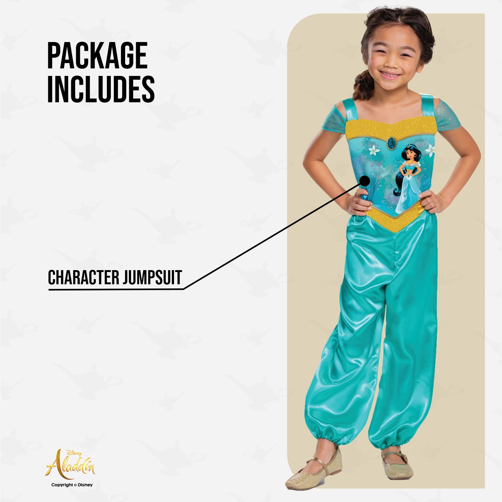 Disney Official Princess Jasmine Costume Aladdin Dress Up Outfit for Girls Fancy Arabian Princess World Book Day, 5-6 Years - Image 3