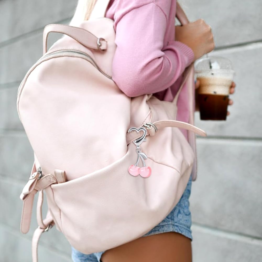 Ronglry Portachiavi A Forma Di Ciliegia - Ciondolo Per Borsa E Zaino In Stile Y2K Kawaii - Accessorio In Lega E Resina - Regalo Per Ragazze