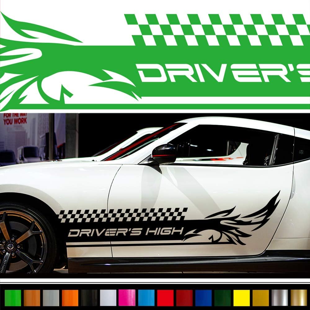 ラインカーステッカー186 バイナルグラフィック車ワイルドスピード系デカール14色から選べる ライトグリーン