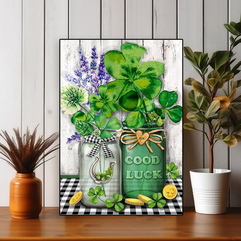 Image of St.Patrick's Day Counted Cross Stitch Kits for Adults,Stamped Crossstitch | Flowers Stamped Cross Stitch Kits for Beginners, Needlepoint Cross-Stitch Patterns Embroidery Kits Arts and Crafts