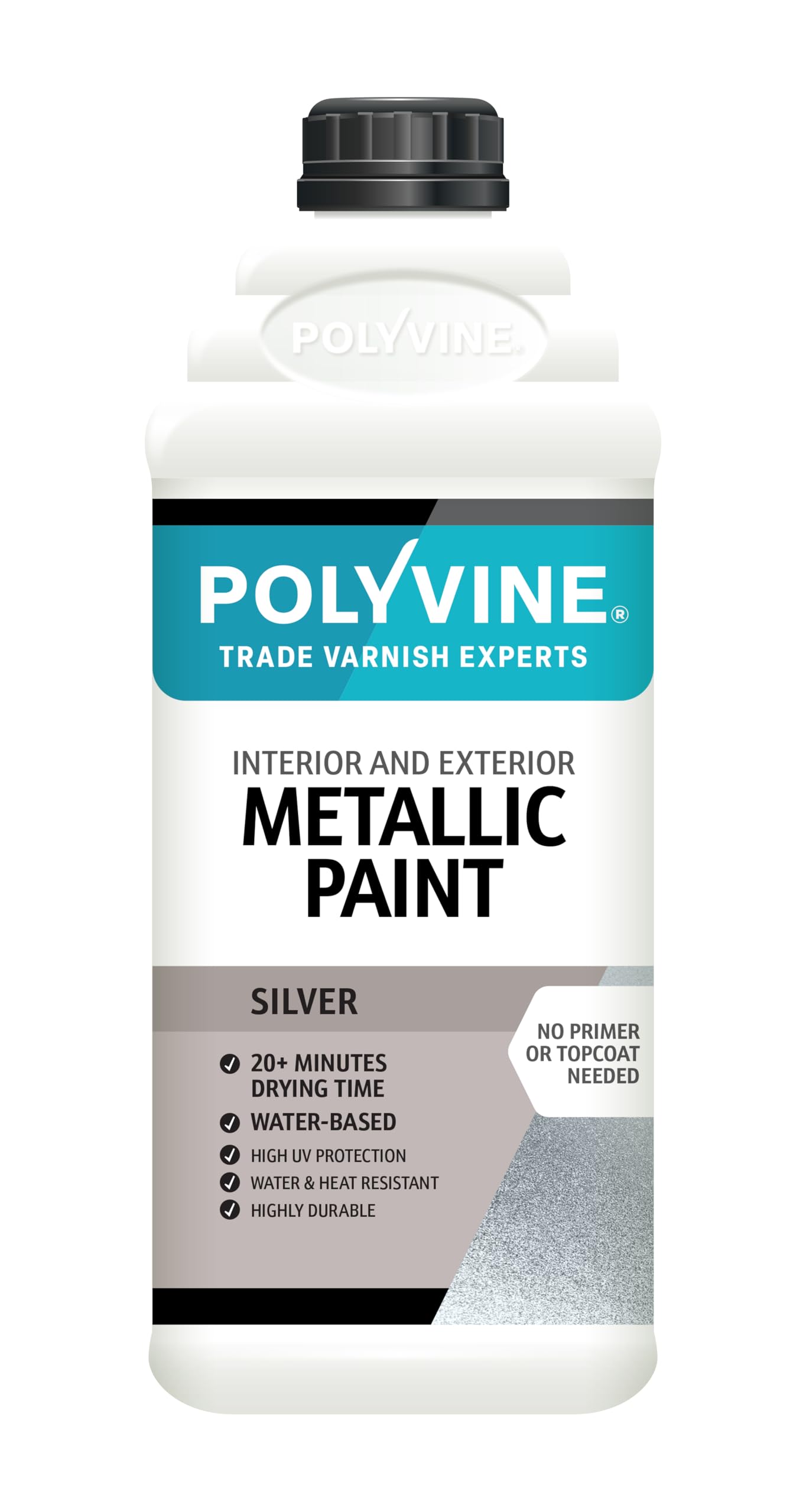 Polyvine Metallic Paint – Acrylic Metallic Heat Resistant Paint No Primer or Topcoat Needed - Water & UV Resistant Decorative Paint for Ceramics, Furniture, Ornaments, Interior Walls, Metalwork & More — image 1