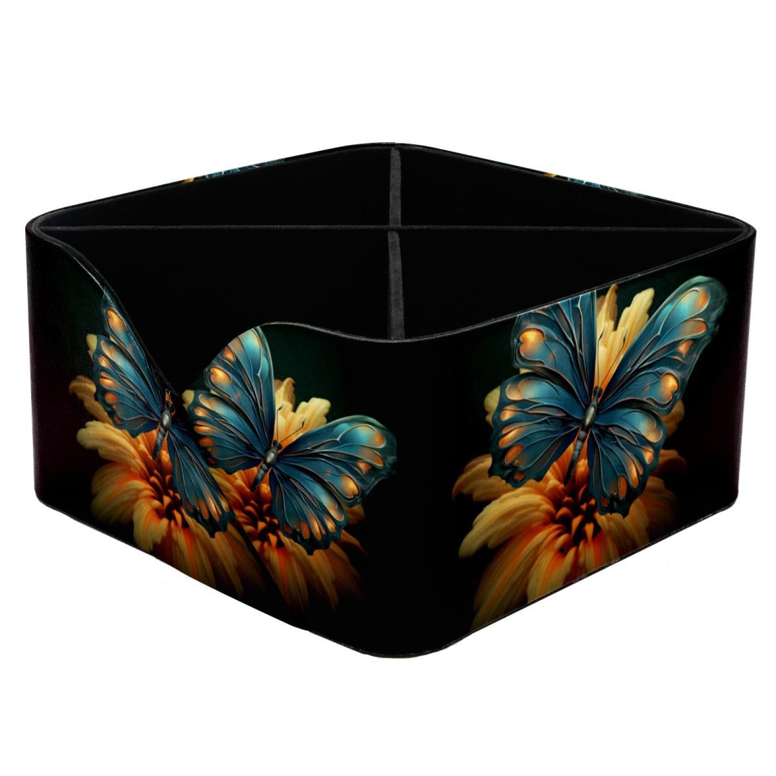 Organisateur bureau rectangulaire papillon bleu anti-désordre table
