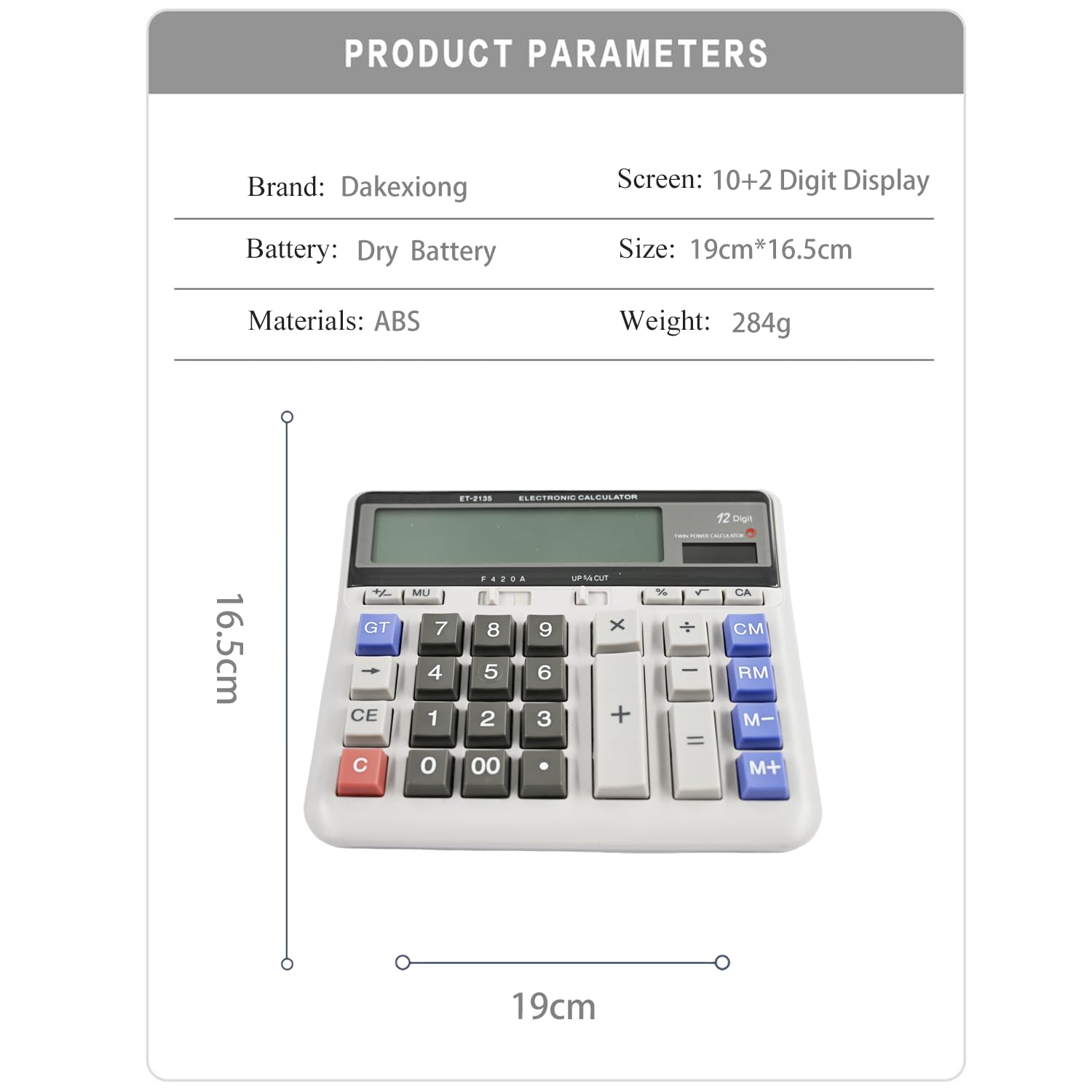 Calculatrice de comptabilité de bureau avec écran LCD extra large à 12 chiffres, calculatrice comptable pour gros boutons, batterie et double alimentation solaire pour bureau, entreprise, maison