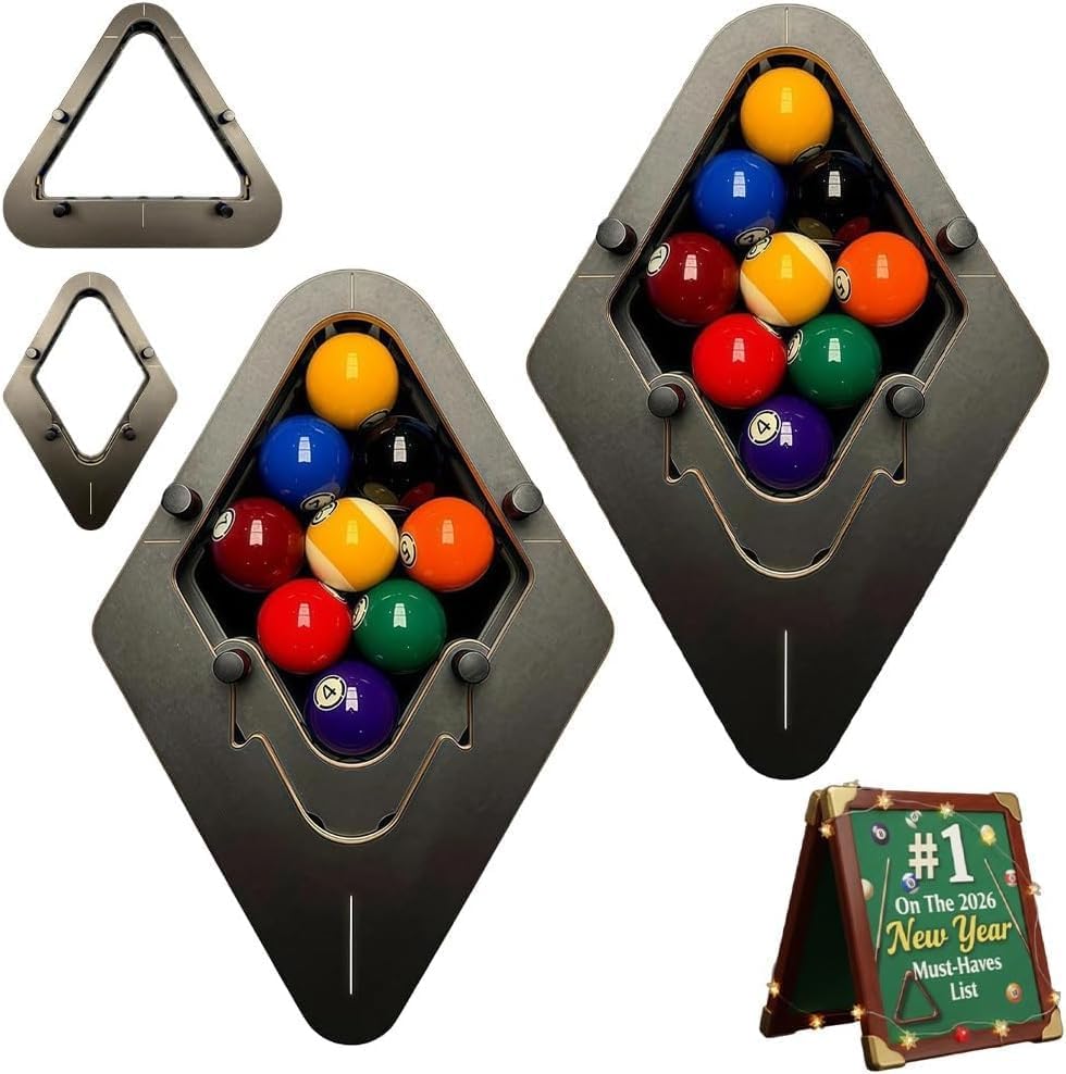 Professional Precision Pool Rack System - Convertible Pool Triangle & Rack 8 Ball for Standard Billiard Balls, Heavy-Duty Rack Pool for Home/Bar/Club Use.