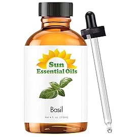 Sun Essential Oils 4oz - Basil Essential Oil - 4 Fluid Ounces - Basil Oil Organic