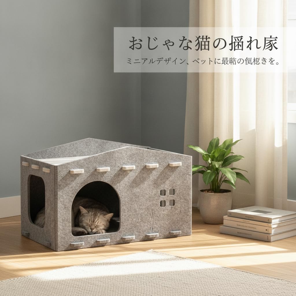 Maison pour Chat en Feutre, Tunnel | Panneaux respirants, Couchage chat modulable, Pour explorations félines, Pour les adoptants