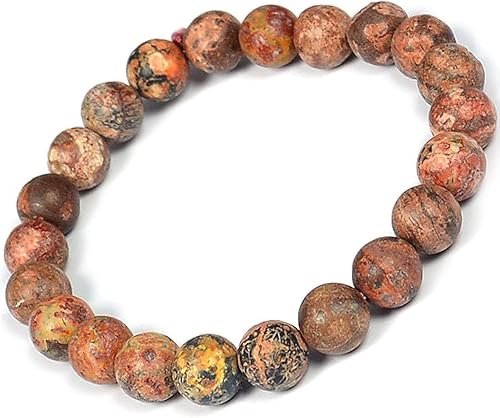Hijet Jaspe de piel de leopardo (piedra jaguar) pulsera elástica de cuentas redondas de 8 pulgadas de largo, equilibrio positivo, energía positiva, disponible en Yaxa Colombia