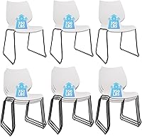Vista 15 de Silla apilable para sala de espera, silla de oficina apilable con soporte lumbar ergonómico y patas de metal, sillas de escritorio de plástico