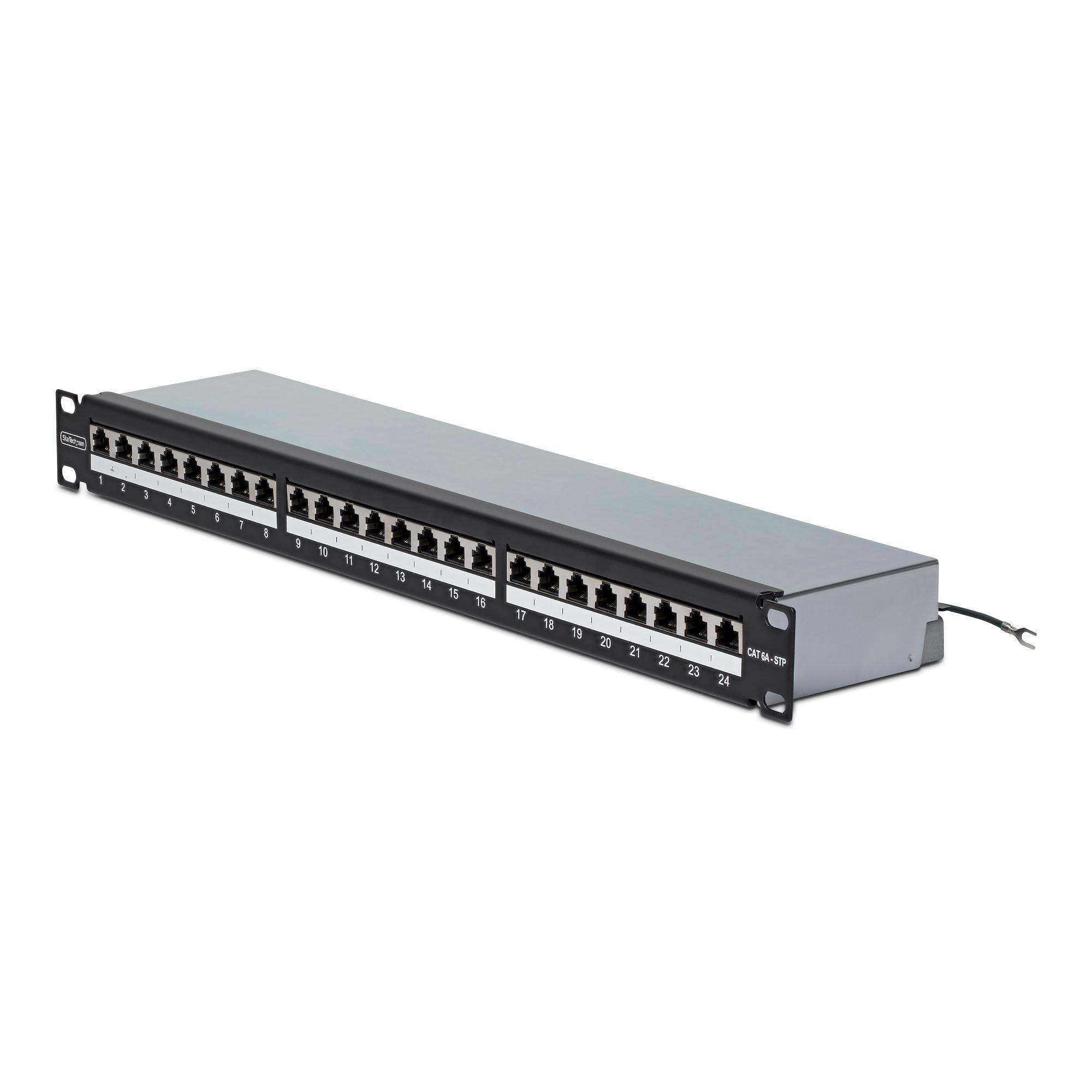 StarTech Patch Panel 24 Porte 1U Cat6a STP, 110 Type (C6APANELSTP241UPD) | Montaggio su Rack Standard da 19 Pollici, Schermatura Anti-Interferenze EMI, Gestione Ordinata Cavi