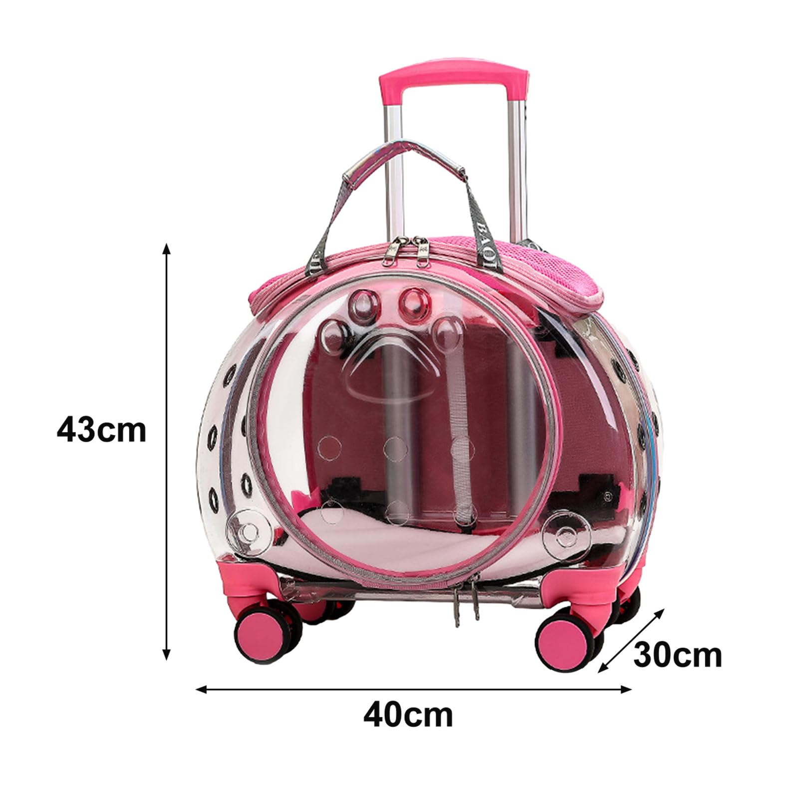 Carrello per animali domestici con ruote, zaino portatile pieghevole per cani e gatti, borsa da viaggio di grande capacità con manico telescopico