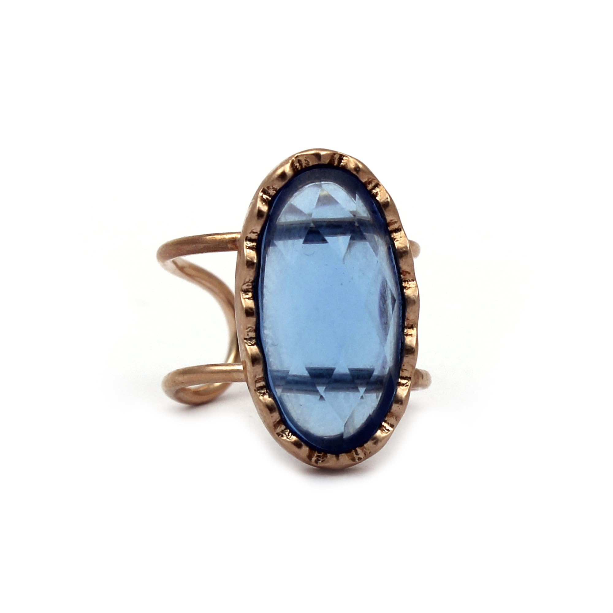 El Joyero Elegantes anillos de piedras preciosas de topacio azul, joyería ajustable, latón con anillos chapados en oro rosa, bonita joyería para mujer, regalo para ella., adjustable, Latón y piedra