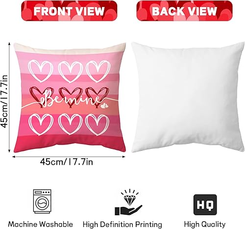 Miniatura 2 de 4 fundas de almohada para el día de San Valentín de 18 x 18 pulgadas, decoración del día de San Valentín con corazones rosados, decoración del día