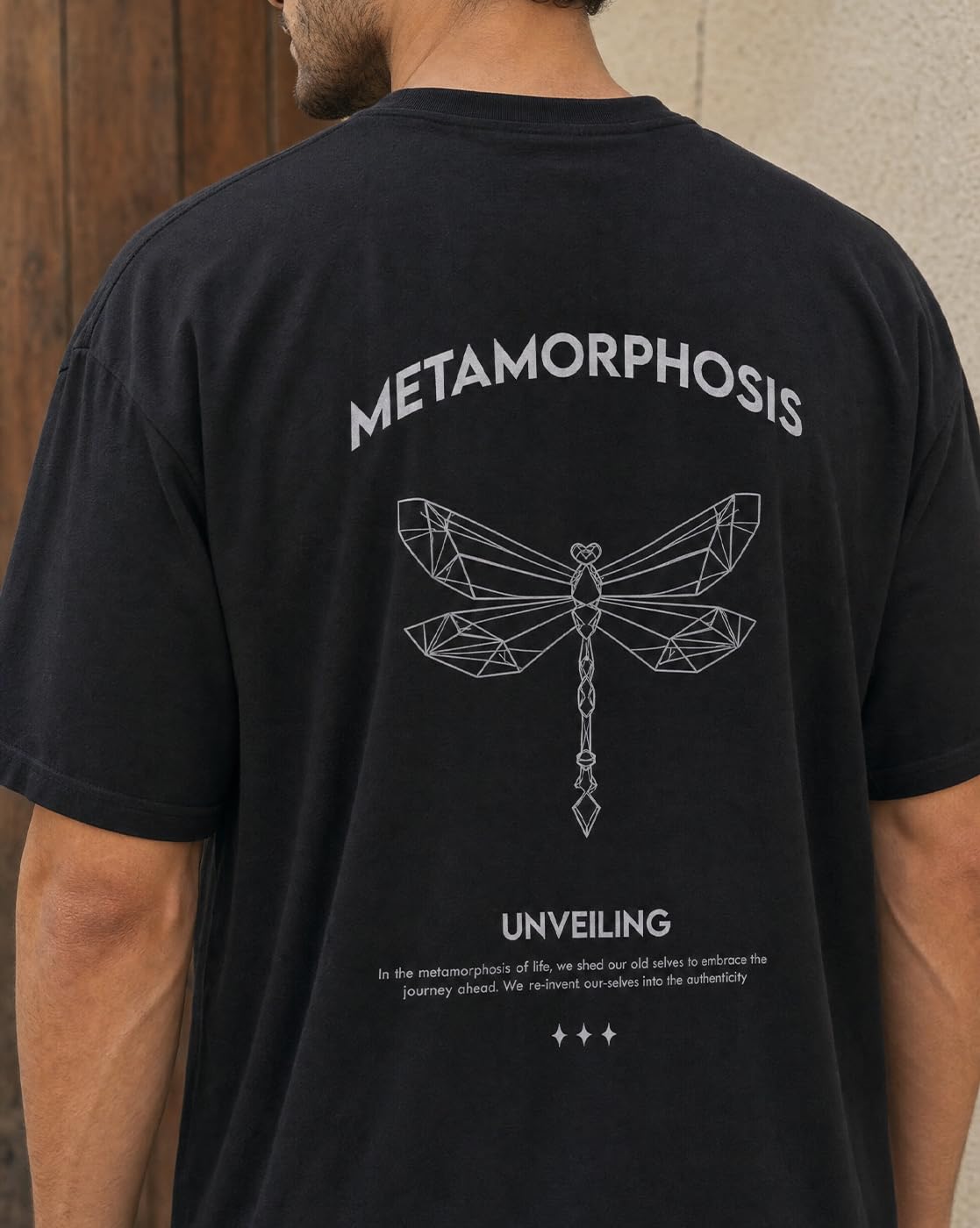 NOBERO Camiseta de hombre con estampado gráfico de gran tamaño
