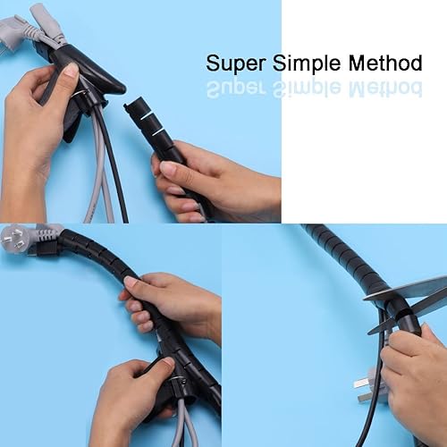 Miniatura 3 de VIWIEU - Organizador de cables negros para computadora, TV, escritorio, VIWIEU de 5 pies, organizador de cables EZ flexible y expandible para el