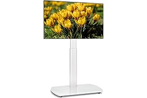 White TV Stand for 32 Inch TV: Rfiver's Swiveling, Height-Adjustable Stand