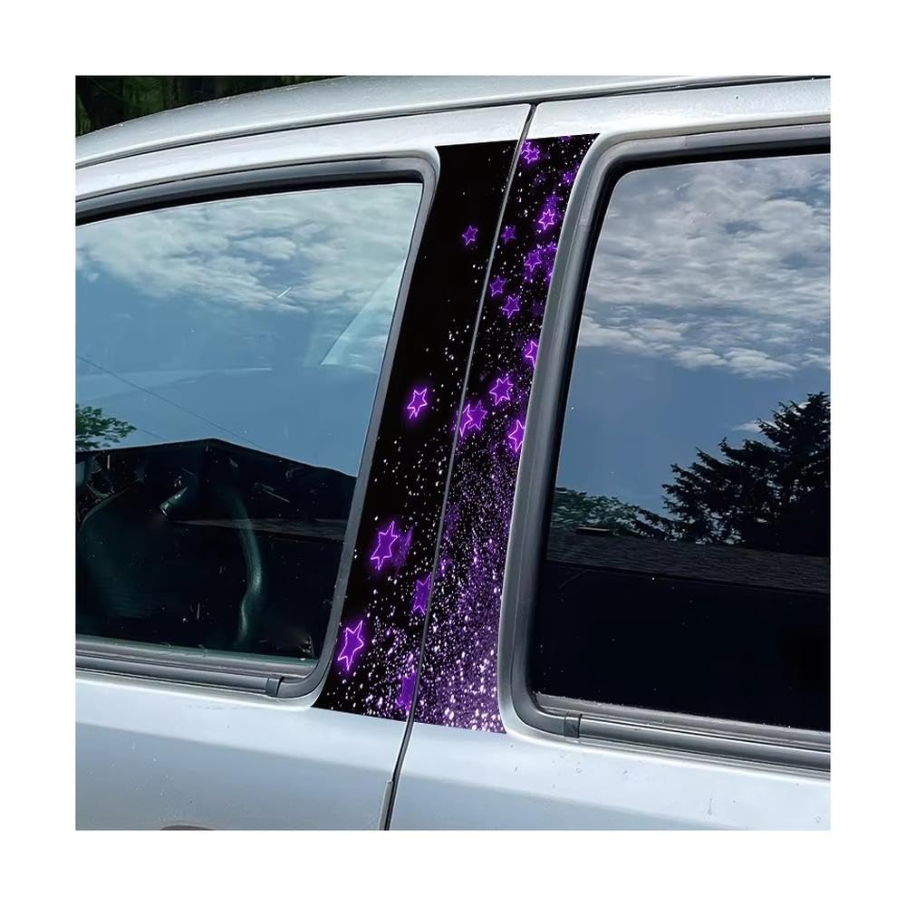 Bertdcx One Color Door Pillar Window Trim Anti Scratch Sticker Glowing Stars Glossy Material Protective Film Auto Parts