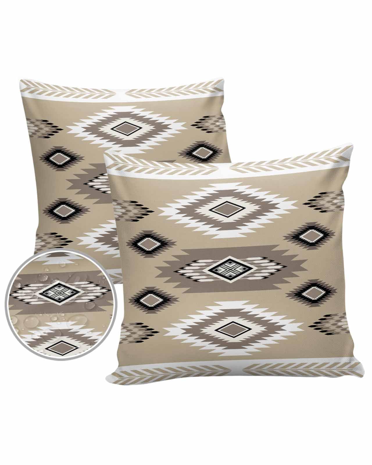 Southwestern Brown Outdoor Pillow Cover 26x26 Inch Cushion Sham Case,Waterproof Decorative Square Throw Pillowcase for Outside Garden Patio Couch Chair Tent Traditional Tribal Geometric Ethnic Boho