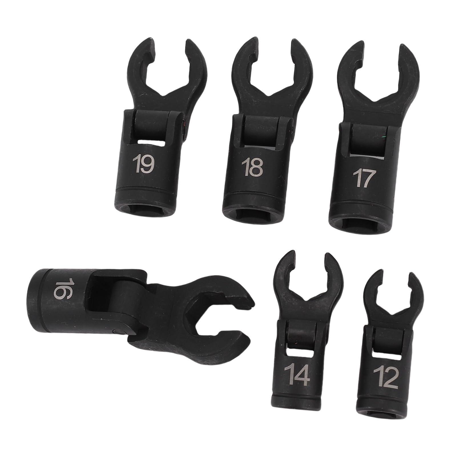 ViaGasaFamido Jeu de Clés pour Conduite de Carburant 6 Pièces en Acier CrV à Revêtement Noir 6 Points 12 Mm à 19 Mm avec Tête Flexible pour les Espaces Restreints Outils de Mécanicien de Réparation