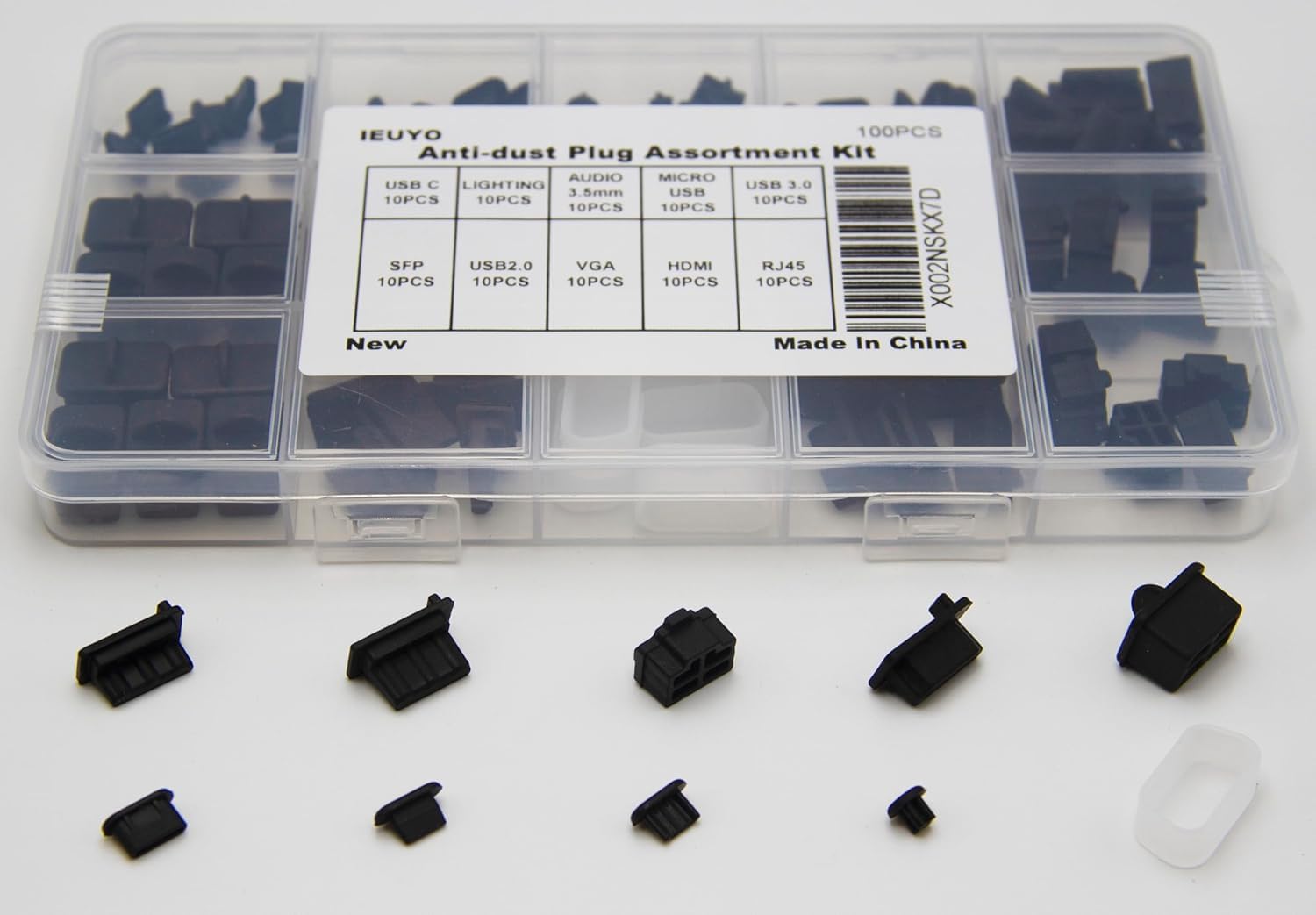 Futheda 20Pcs Silicone Mini USB Micro USB Port Anti Dust Plug Stopper Cap Cover Compatible With Mobile Phone Black