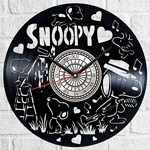 Snoopy And Charlie Brown Vinyl Record Wall Clock Poster - Vintage Home Decor Kitchen Bedroom Living Room Office - Unique Handmade Gift For Men Woman Friends Boys - 12 Inches #TOP1
