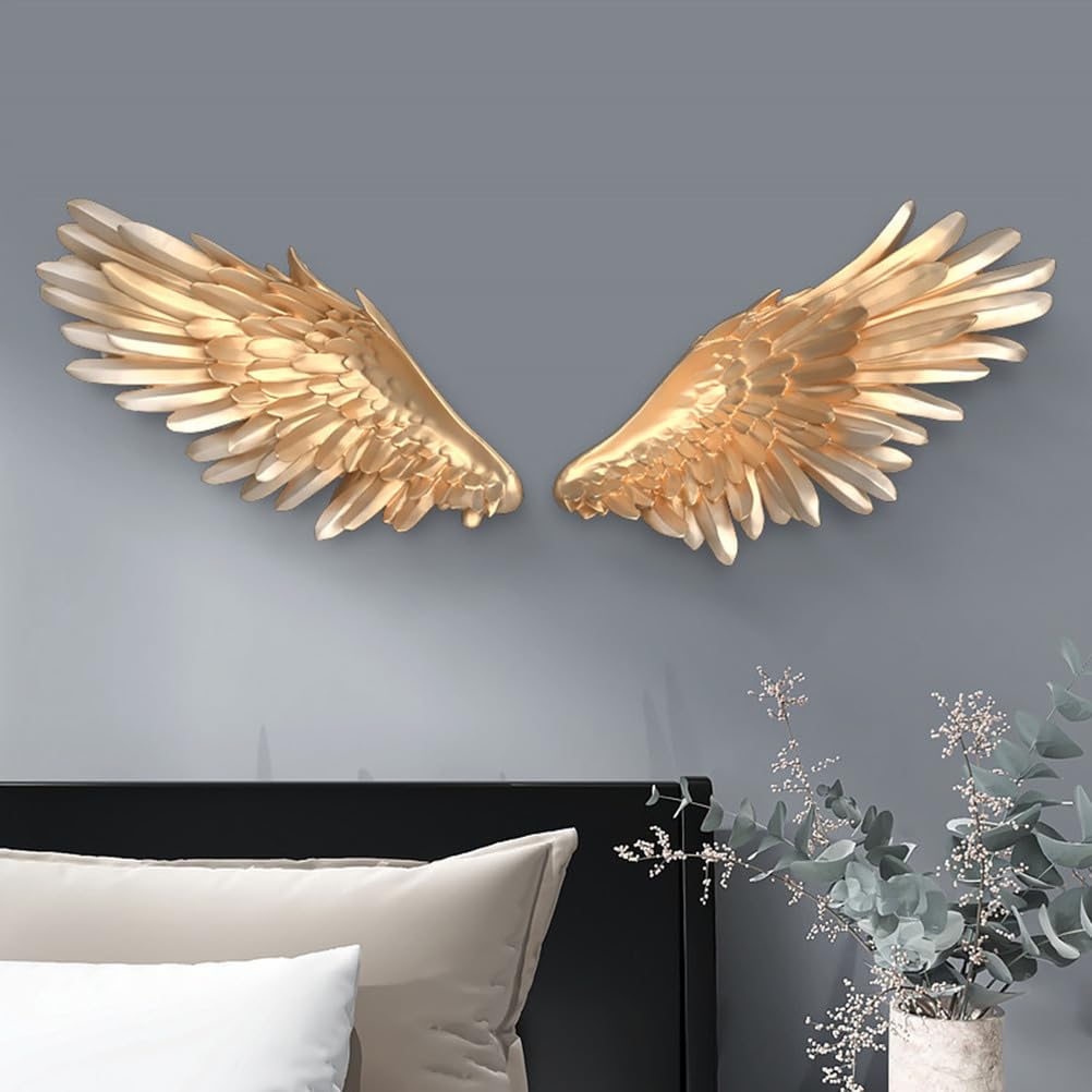 Decorazione da parete con ali d'angelo - Grande scultura murale 3D in FRP con ali d'angelo per soggiorno, camera da letto e decorazione alberghiera