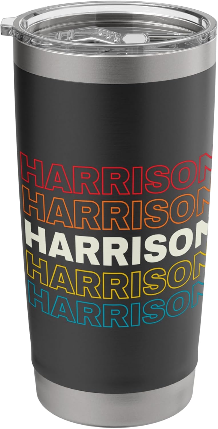 I Love Harrison Personalized Retro Sunset First Name Stainless Steel Insulated Tumbler