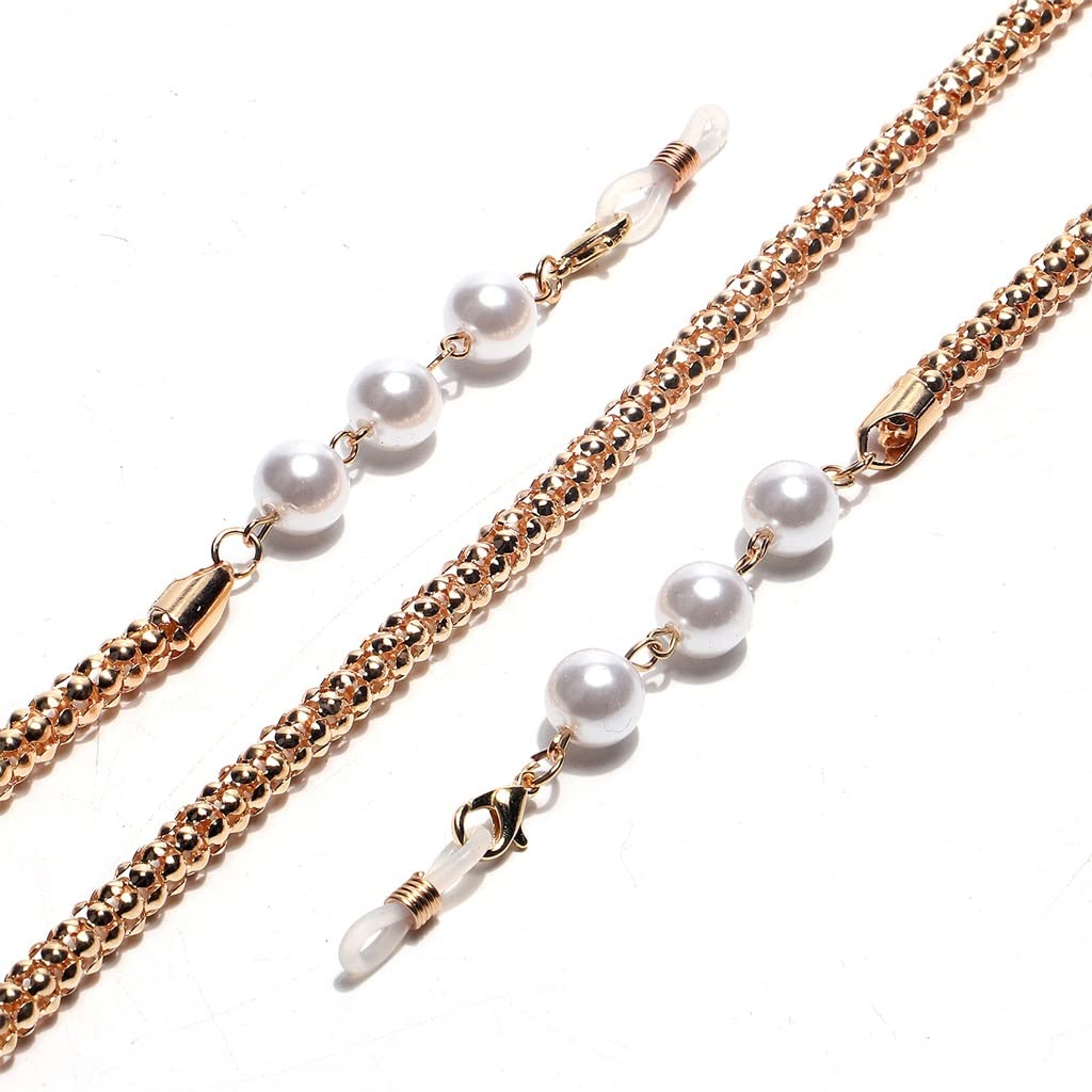 Metalowe liny do okularów Łańcuszek do okularów Nieblaknący srebrny perłowy łańcuszek kukurydziany (kolor: D, rozmiar: Talla ?nica) (Argento Talla ?nica)