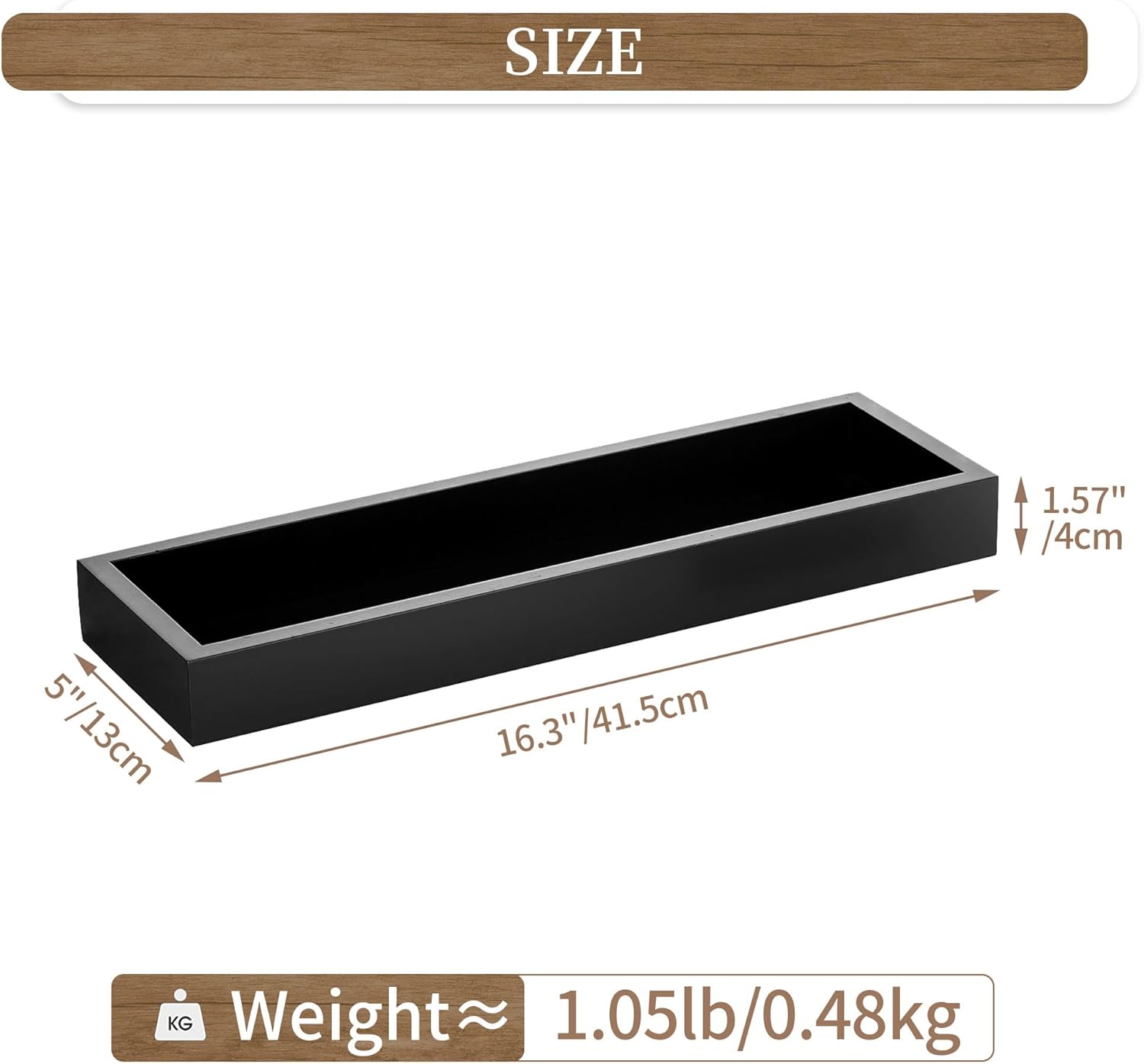 Hanobe Rectangular Long Narrow Tray: Black Decorative Rectangular Candle Holder Centerpiece Tray Decor Serving Tray No Handle for Dining Table Coffee Bar Living Room Home Decor - Image 2