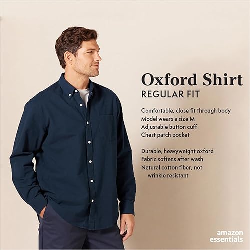 Miniatura 2 de Tienda Essentials Camisas de manga larga para hombre Casual - Bolsillo de ajuste regular Oxford