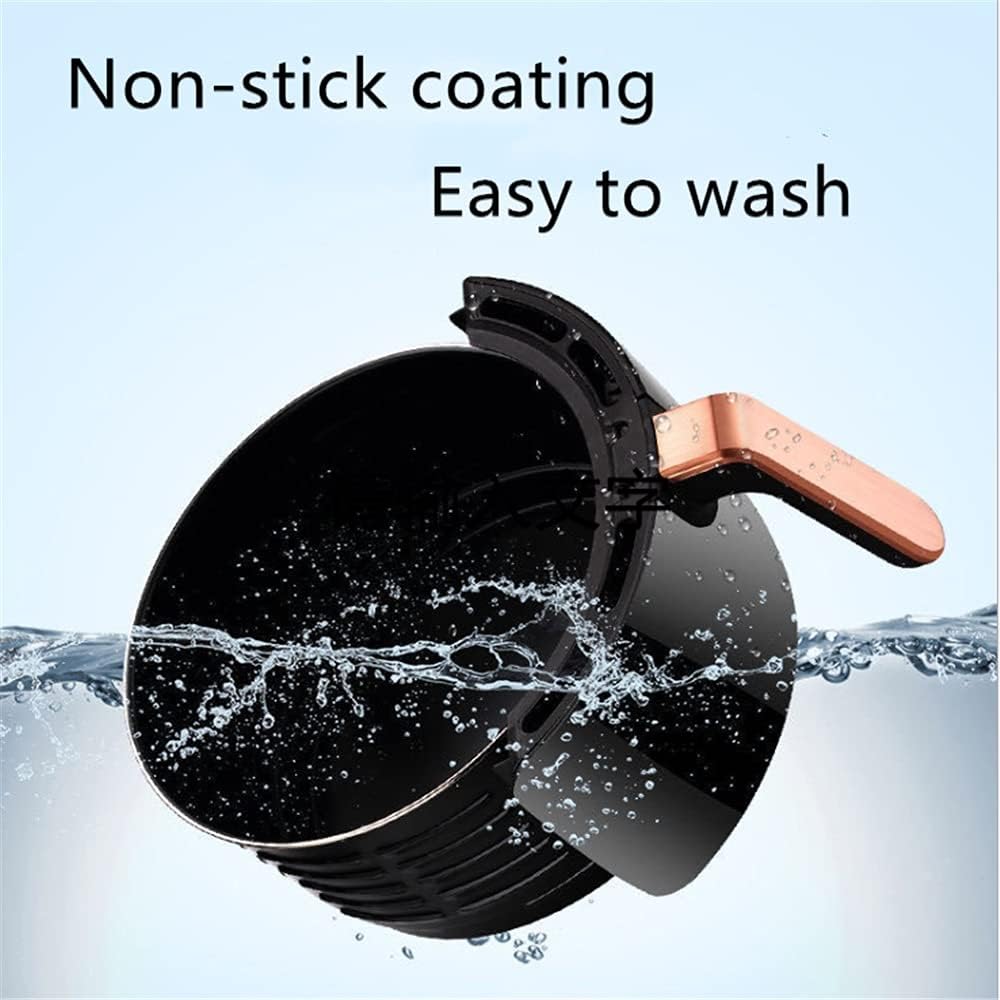 Air fryer basket being washed, highlighting non-stick coating