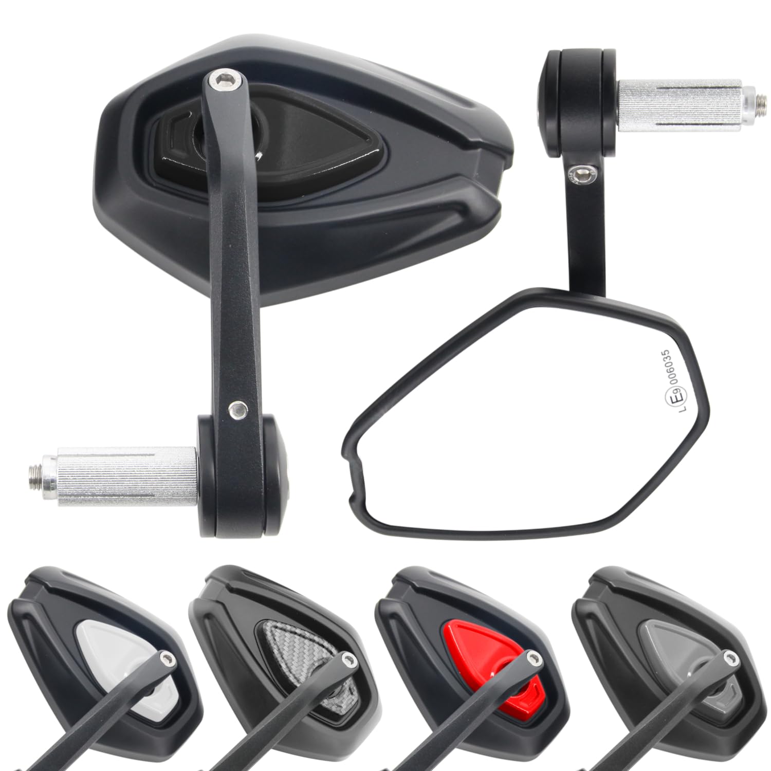 Area1 Universal Handlebar Mirror, 2 Piece Motorcycle Handlebar Mirror With E Homologation 360 °, 360 ° Rotate Motorcycle Handlebar Mirror, Side Mirror 7/8 '' 22mm