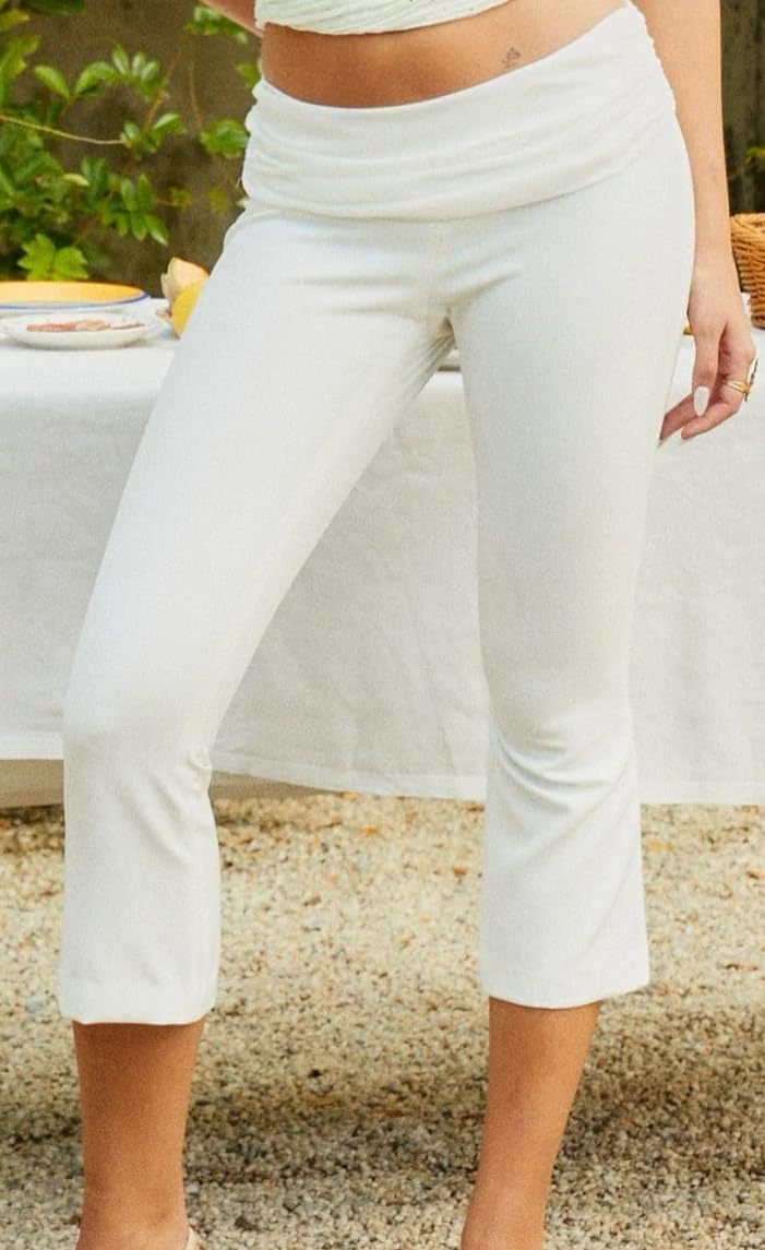 Adoeren Women Fold Over Capri Pants Low Rise Knee Length Stretch Yoga Leggings Y2k Going Out Crop Ruched Pant Streewear - Image 3