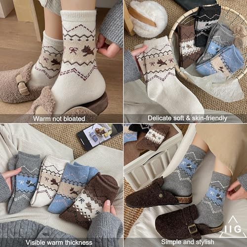Image of IIG Winter Warm Wool Socks for Women Original Design Trendy Boot Socks Ideal Gift