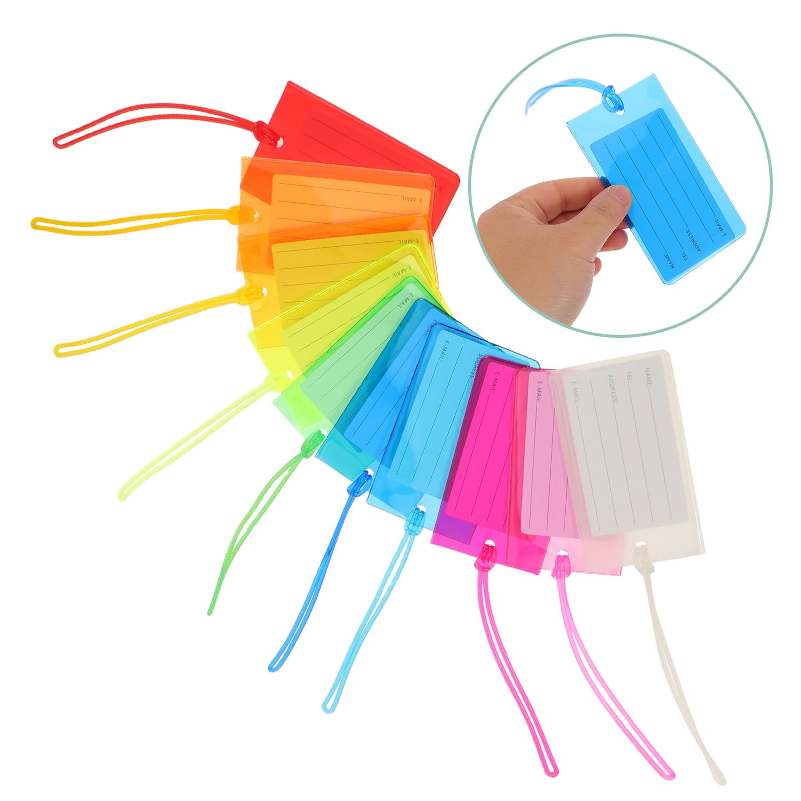 30 Stück Teiliges Bunte Gepäckanhänger für Koffer und Rucksäcke mit Flexiblen Einsteckkarten Leicht Kompakt Wetterfest als Reisegepäck-identifikation für Familien und Vielreisende