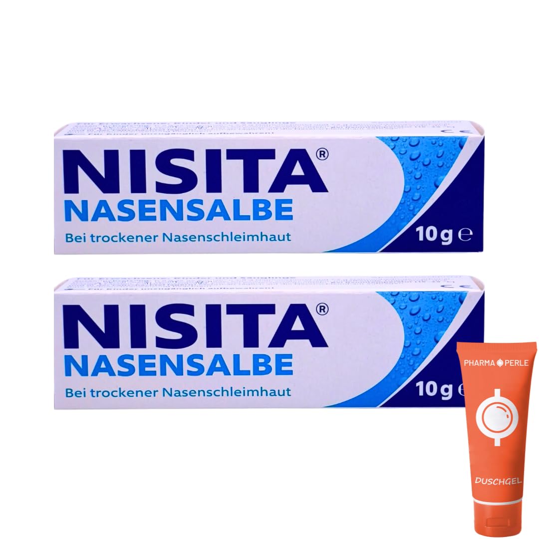 Nisita Nasensalbe 2x 10 g I Befeuchtet & pflegt trockene Nasenschleimhaut I Löst Borken & Krusten I Konservierungsstofffrei I Für Säuglinge, Kinder & Erwachsene I Spar-Set plus Pharma Perle give-away