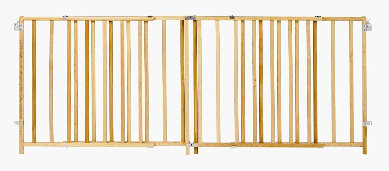 Toddleroo by North States Extra Wide Swing Wooden Gate, Fits 60"- 103" Wide. Hardware Mount. Extra Wide Baby Gate, Child Gates for Wide Openings. Made in USA (27" Tall, Sustainable Hardwood)
