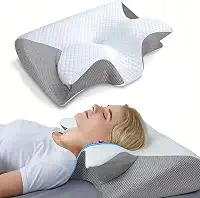Abacafly Travesseiro Ortopedico Cervical, Travesseiro Viscoelastico Ergonômico de Contorno 2 em 1, Travesseiros Coluna Relax para Quem Dorme de Lado ou de Bruços, Travesseiros Anti Ronco