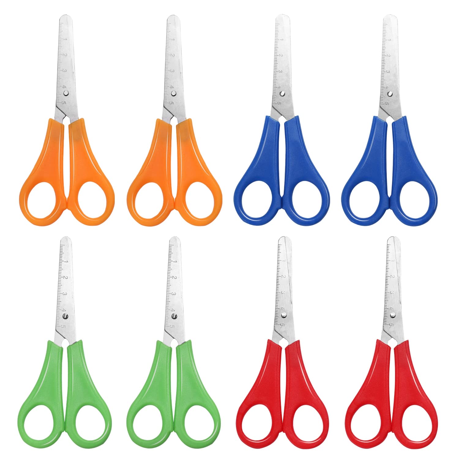 10 PCS Forbici per Bambini, Plastica Colorata con Scala per Studenti Artigianato Fai-Da-Te (5 Colori)