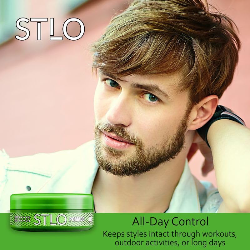 STLO Pomade High Shine - Medium Hold - Hair Styling Cream for Frizz Control and All Day Professional Look