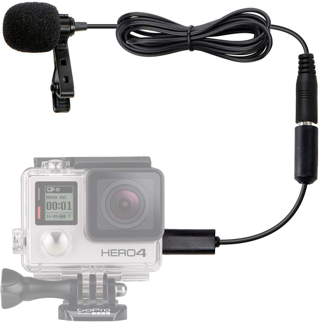 MovoGM100 Lavalier Microphone for GoPro HERO3 HERO3+ and HERO4, Black White and Silver